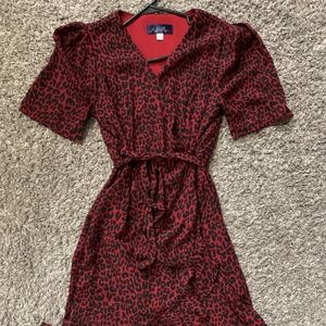 Red and Black Animal Print Dress